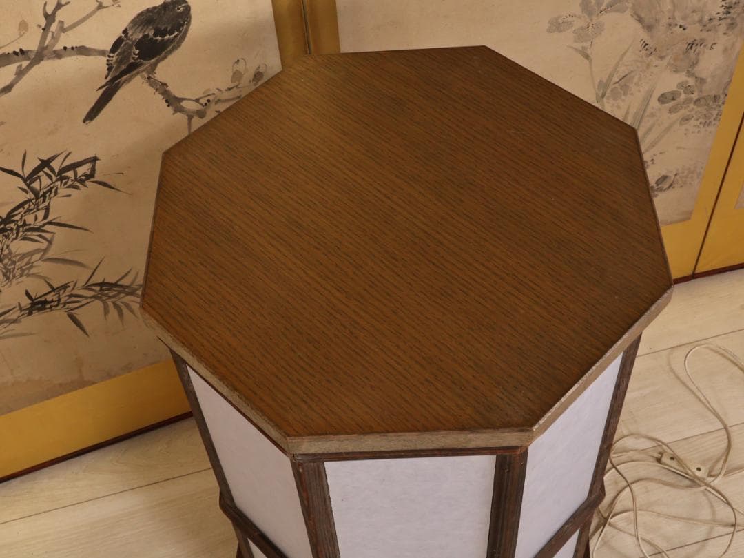 BK269　昭和レトロ　木製　八角　行燈　ライト　行灯　照明