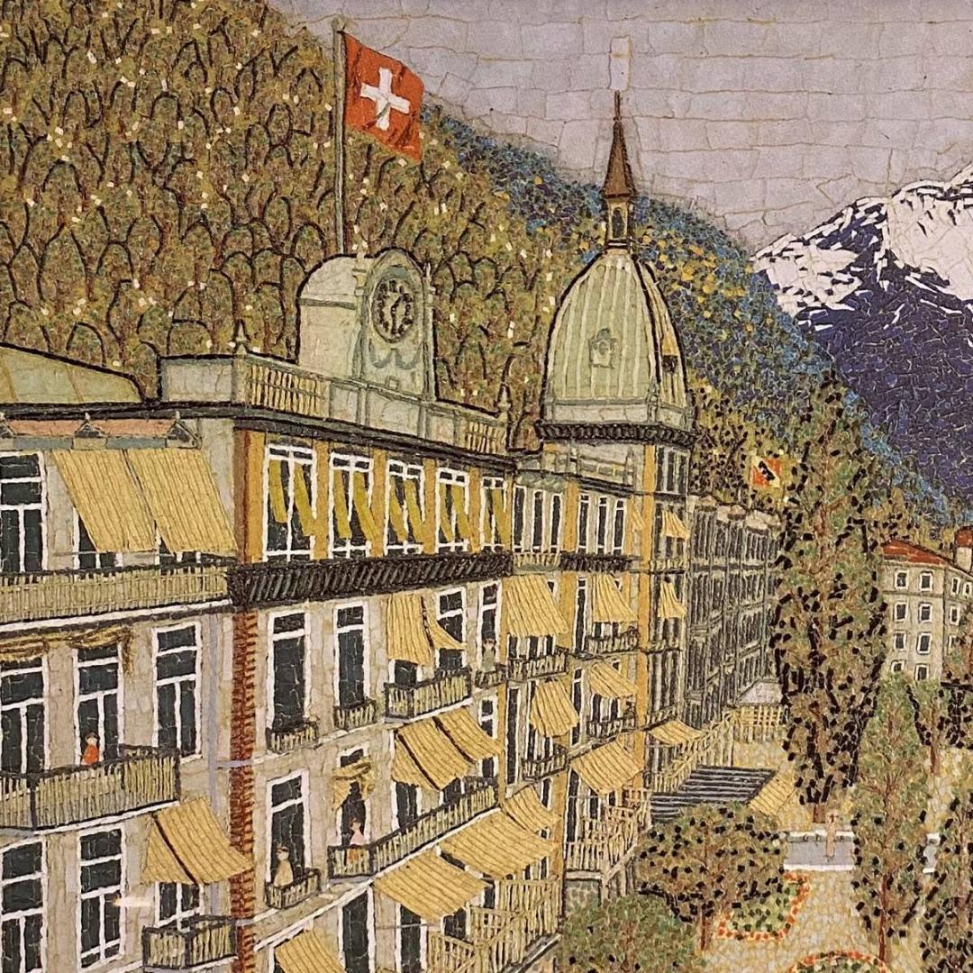 山下清、【スイスの町】、希少な額装用画集より、新品額装付、状態良好