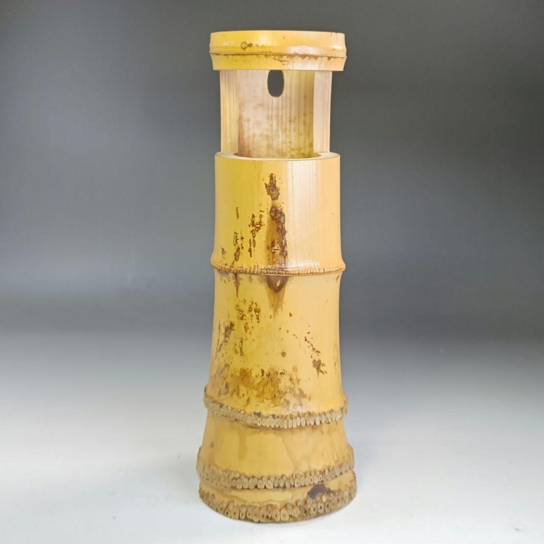 イ848 花入『竹林作』『一重切　竹花入　花器　共箱』茶道具　花瓶