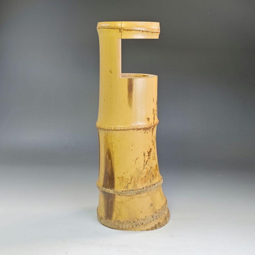 イ848 花入『竹林作』『一重切　竹花入　花器　共箱』茶道具　花瓶