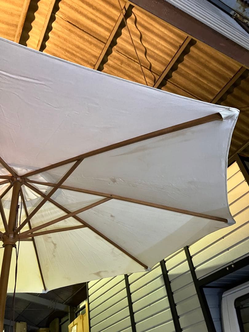 ② 木製パラソル　ホワイト280cm 中古品
