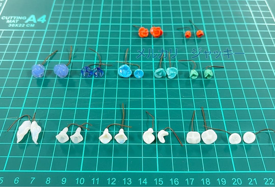 アンティーク★ムラーノガラス・ターコイズ鈴蘭★ドールピアス イヤリング★フランス