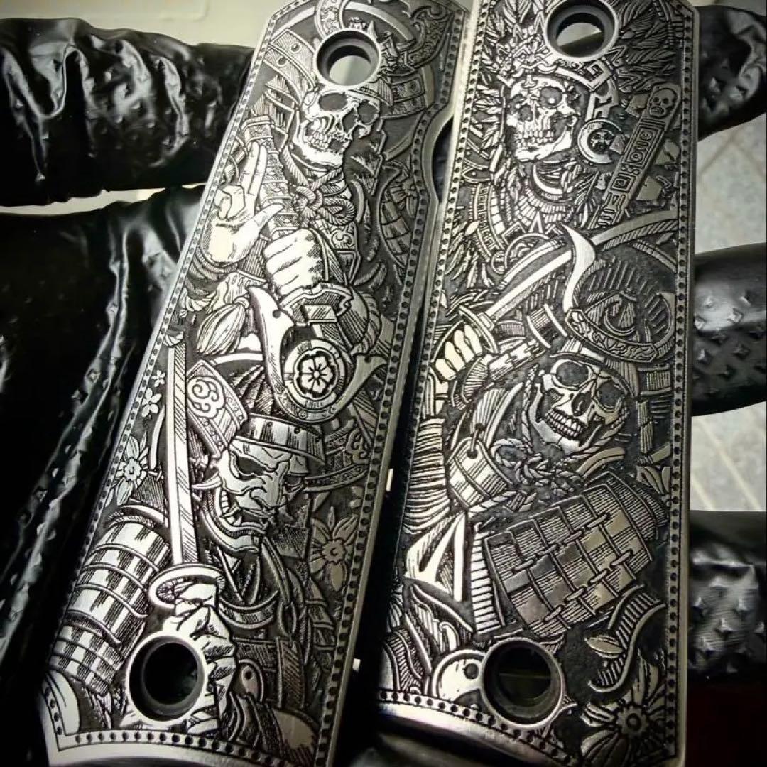 1911 グリップ ステンレス レーザー彫刻