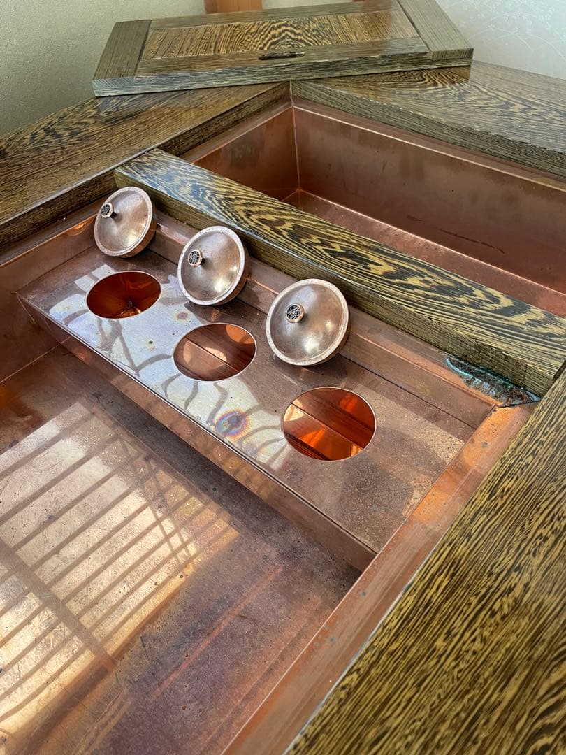 囲炉裏テーブル 火鉢 無垢材 昭和レトロ 大きめ