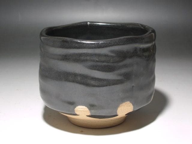 ☆　北大路魯山人　瀬戸黒茶碗☆y474