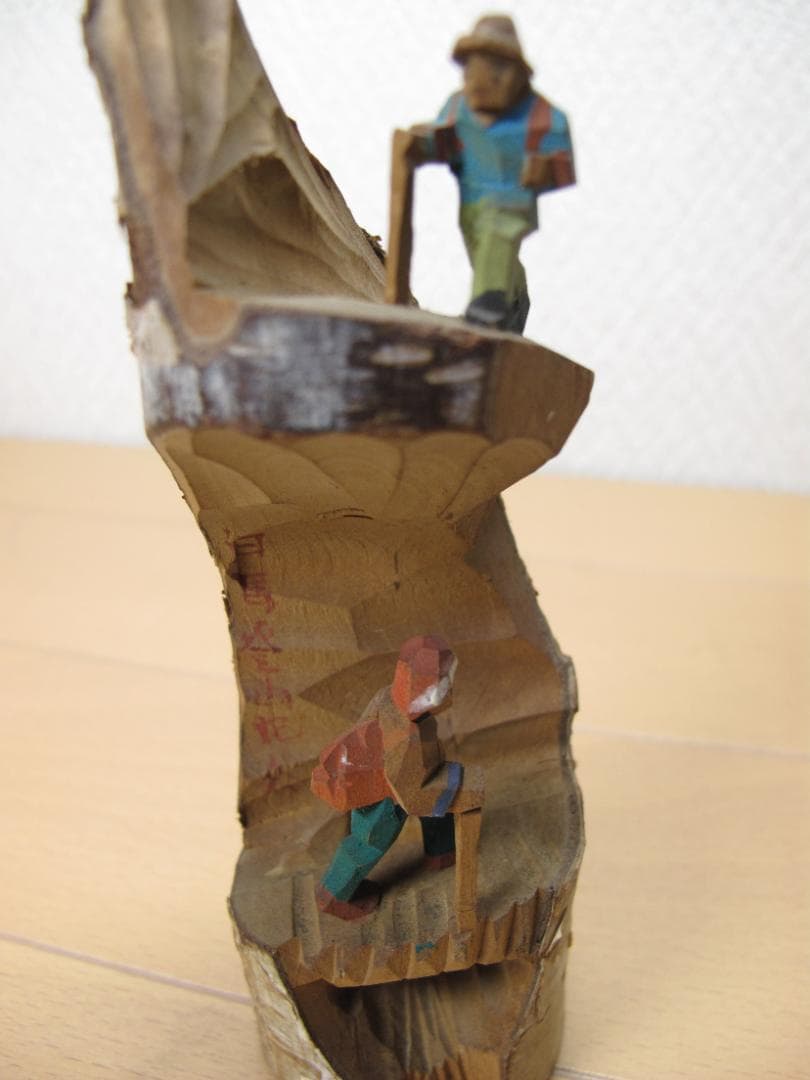 農民美術　登山人形　木っ端人形　こっぱ人形　民芸　こけし　二人登山 ヴィンテージ