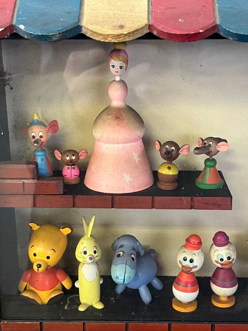 Disney ディズニー まんがこけし 19体　木製 飾り棚 昭和レトロ