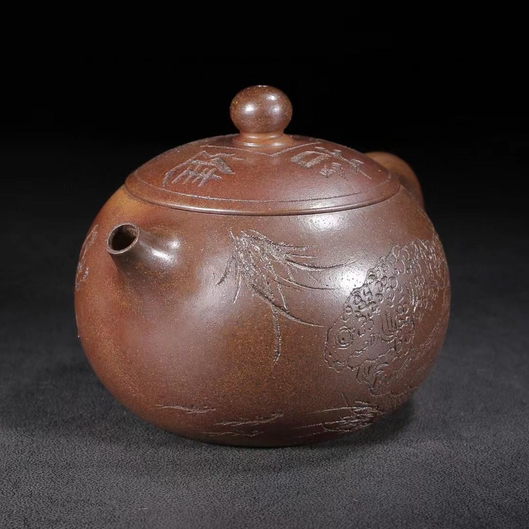 中国古美術・原礦底槽清・乐陶居製陶・西施（高温窑变）紫砂壺・紫泥急須・茶壺・賞物