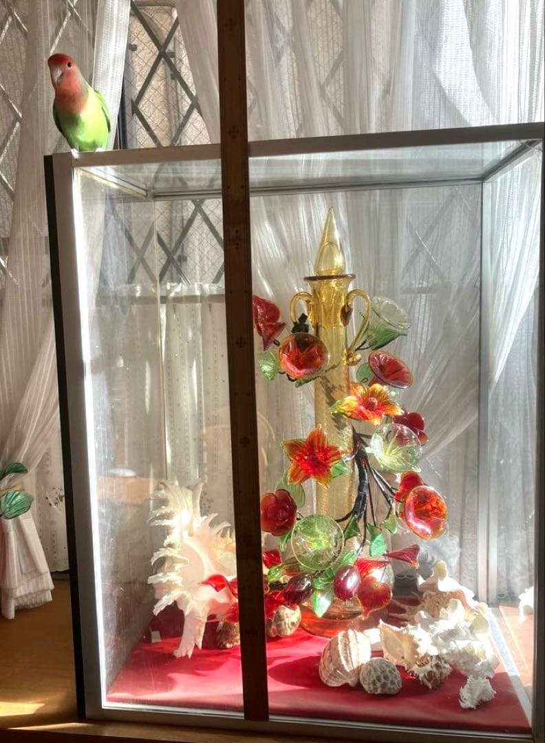 琉球ガラス　花と葉の装飾品