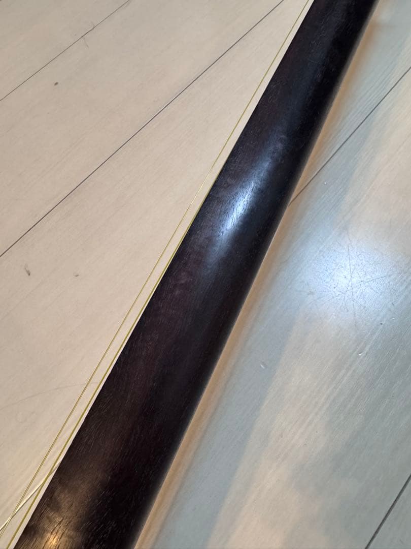 民謡三味線　中棹　紅木　地唄　二本溝　片面皮やぶれあり