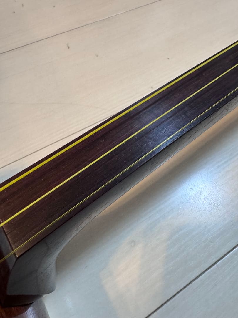 民謡三味線　中棹　紅木　地唄　二本溝　片面皮やぶれあり