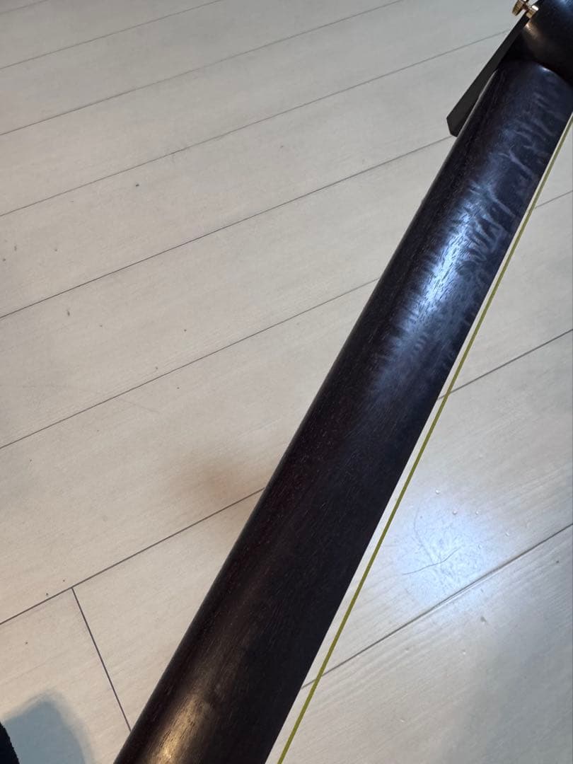 民謡三味線　中棹　紅木　地唄　二本溝　片面皮やぶれあり