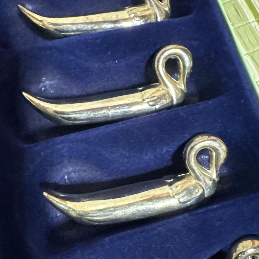 フランス　スワン　白鳥　カトラリーレスト　シルバープレート　6個セット