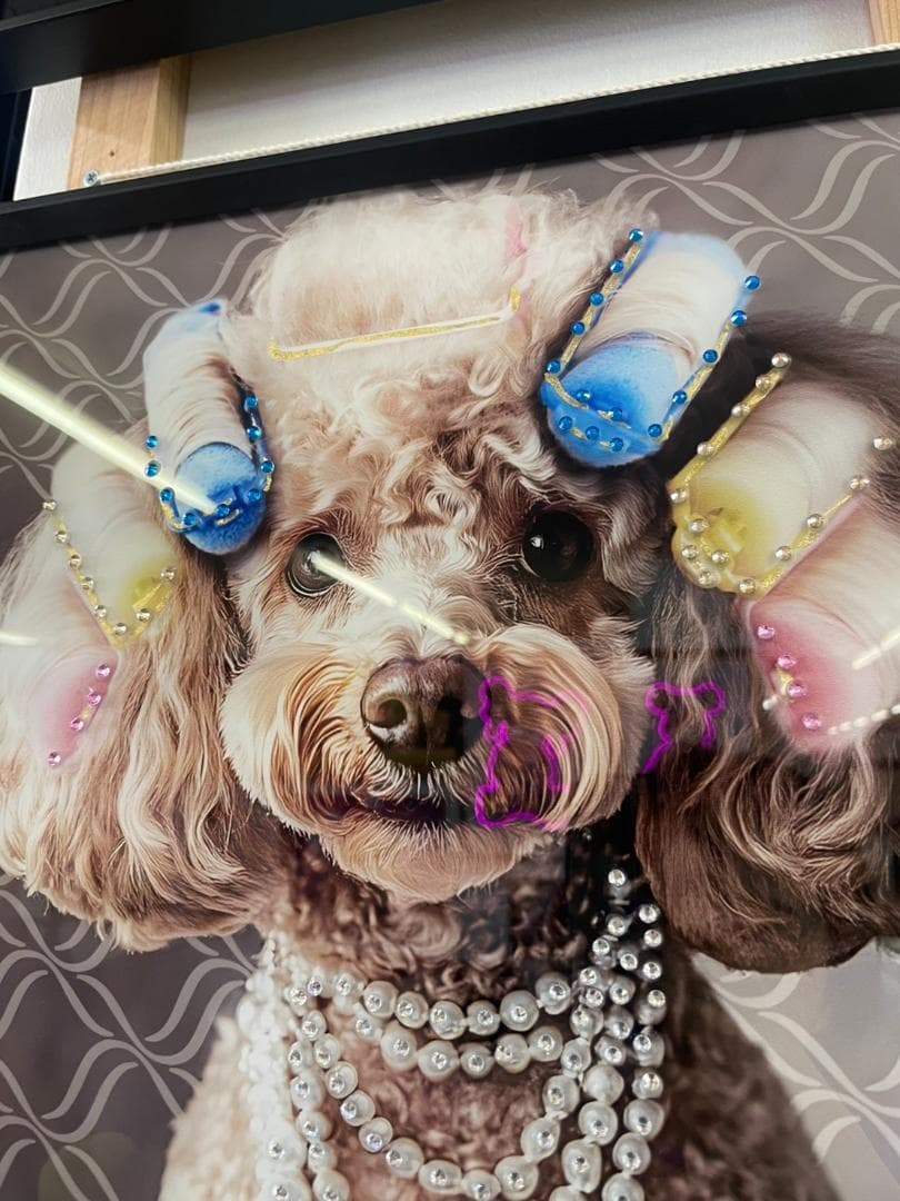 キラキラ　パネルアート　プードル　アート　絵画　絵　ポスター　壁掛け　額縁　犬