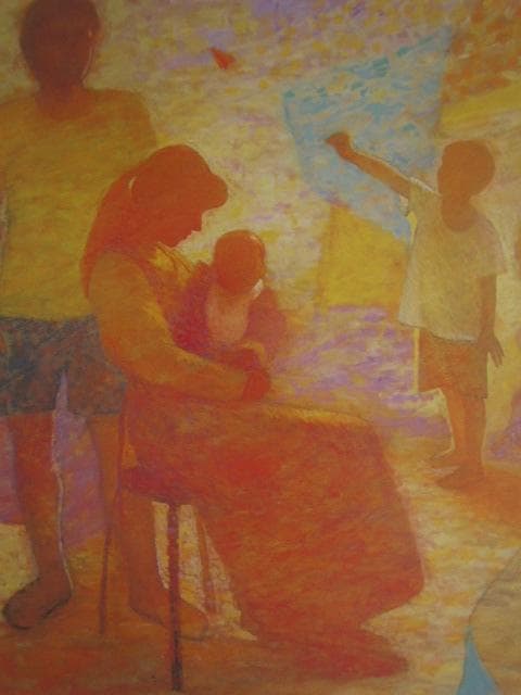 熊谷有展、家族　II、希少な額装用画集より、新品高級額装付、状態良好