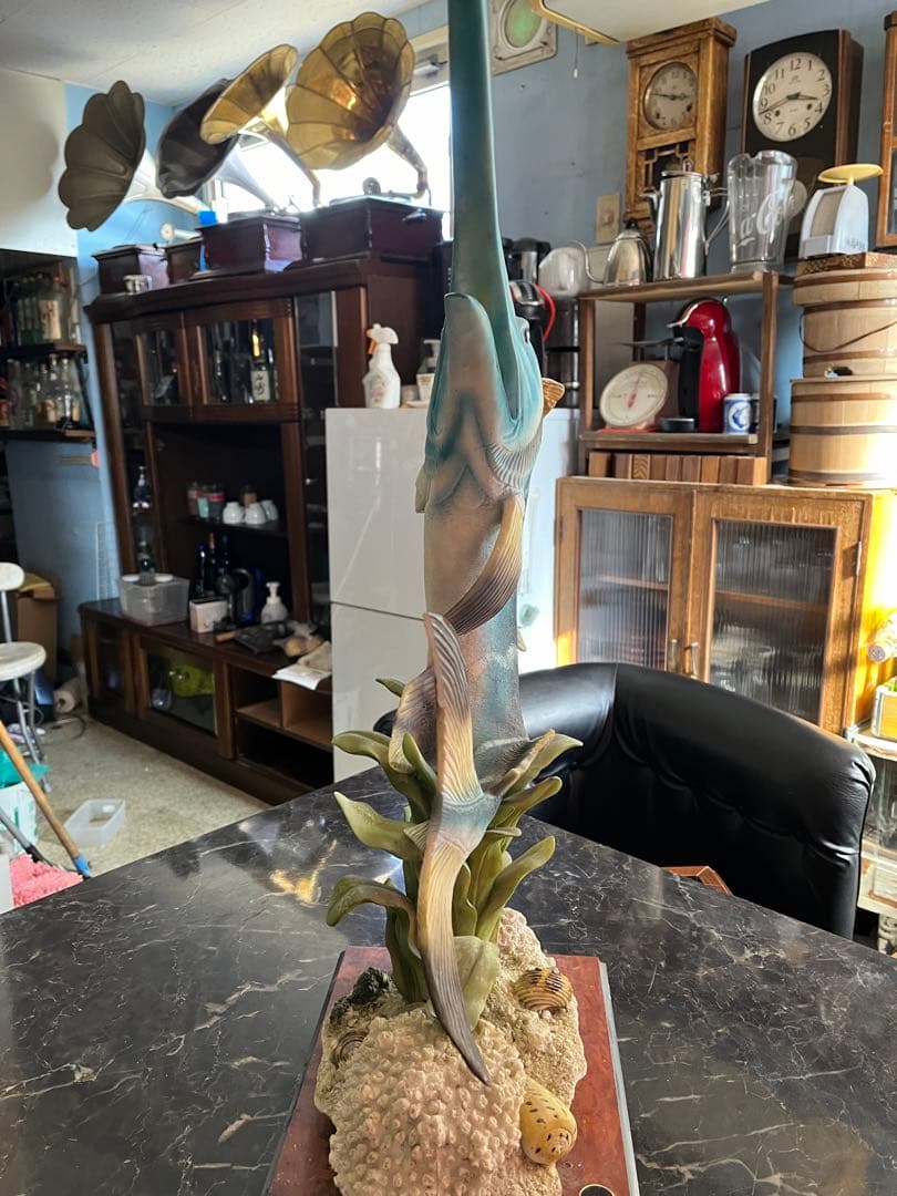 カジキマグロ置き物、イタリア大理石、人工大理石、カジキマグロ飾り、63センチ、
