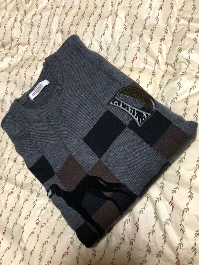 ゴルフにも アダバットセーター IV ダークグレー ベロア刺繍 Lサイズ未使用
