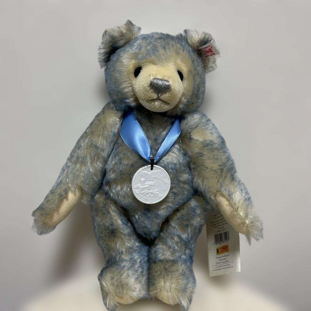 シュタイフ 箱入り ブルー 刺繍 新品未使用 テディベア 限定 白タグ 値下げ