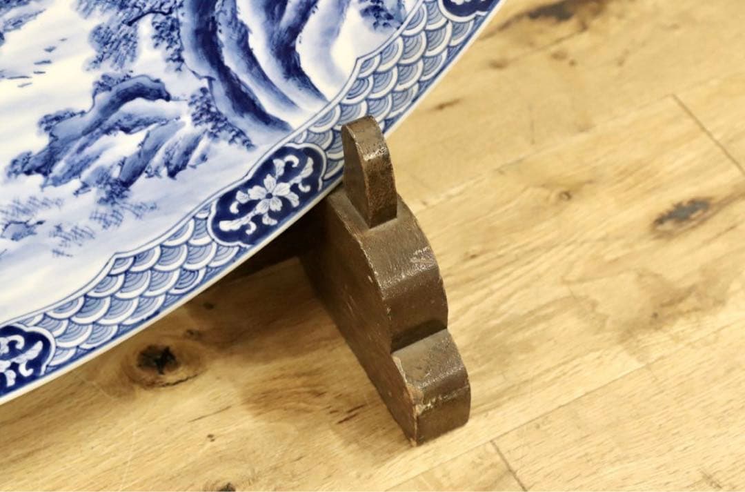 GMGH69○有田焼 神右衛門 最高級 大皿 飾皿 伝統工芸品 山水絵 大作