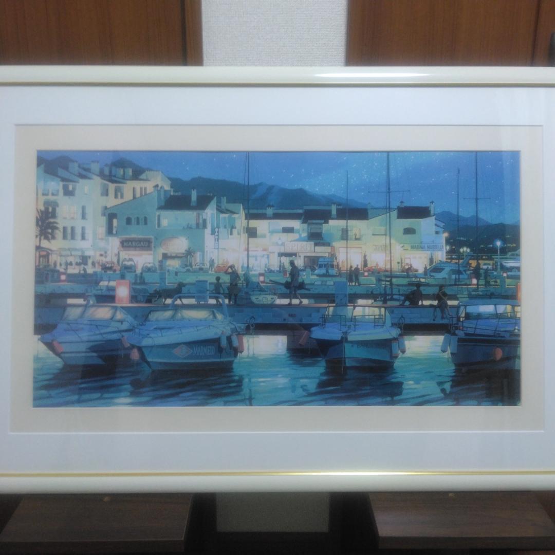 笹倉鉄平　プエルトバヌス　中古　大判額装アートポスター