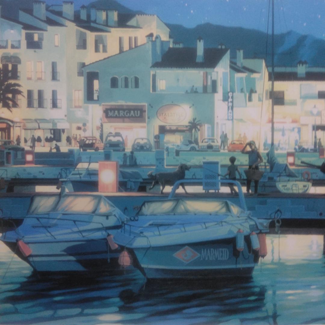 笹倉鉄平　プエルトバヌス　中古　大判額装アートポスター