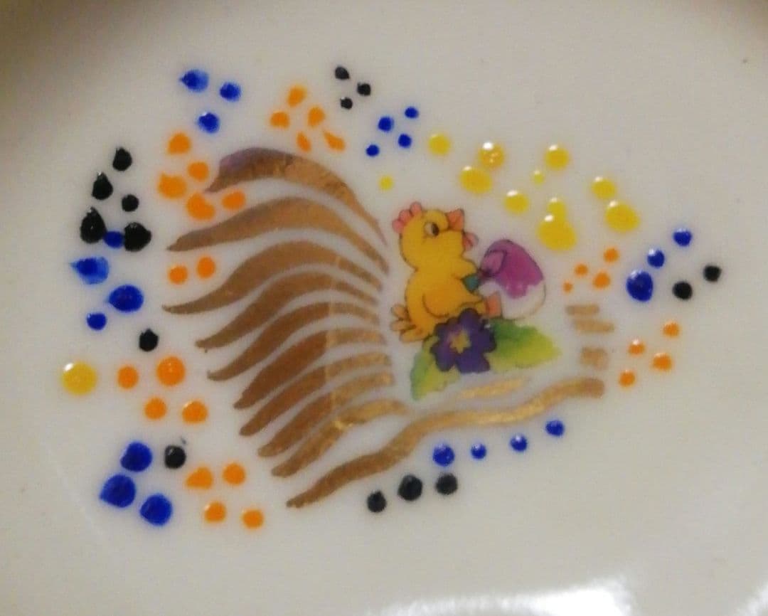 作家物　色絵　鳥図　茶碗　木箱付　仕服付　茶道具