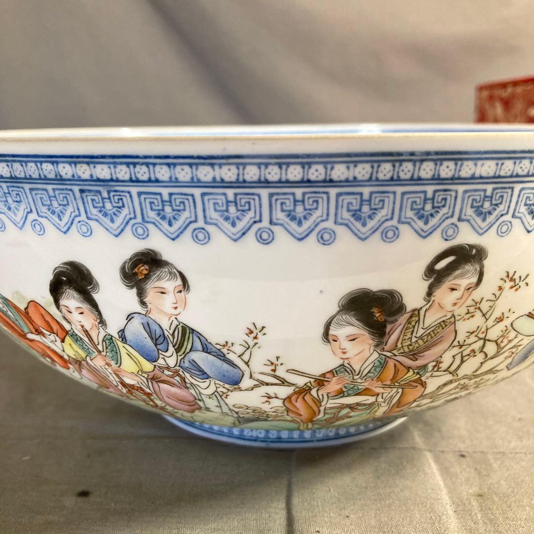 【景徳鎮製】景徳鎮の伝統　中国の名窯　乾隆年製　錦宮廷女官図　極薄胎　大鉢