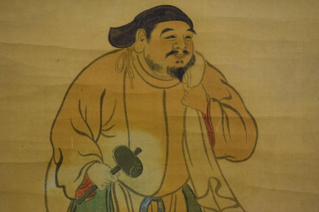 真作/鞆音/大黒図/布袋屋掛軸HF-228