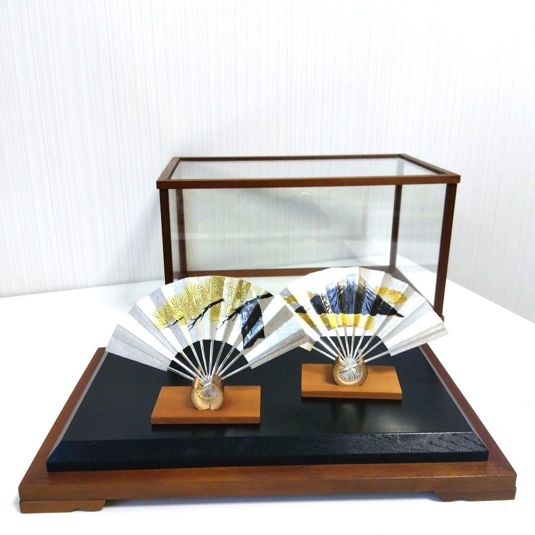 純銀 扇 扇子 銀細工 工芸 民芸 置物 縁起 富士 松