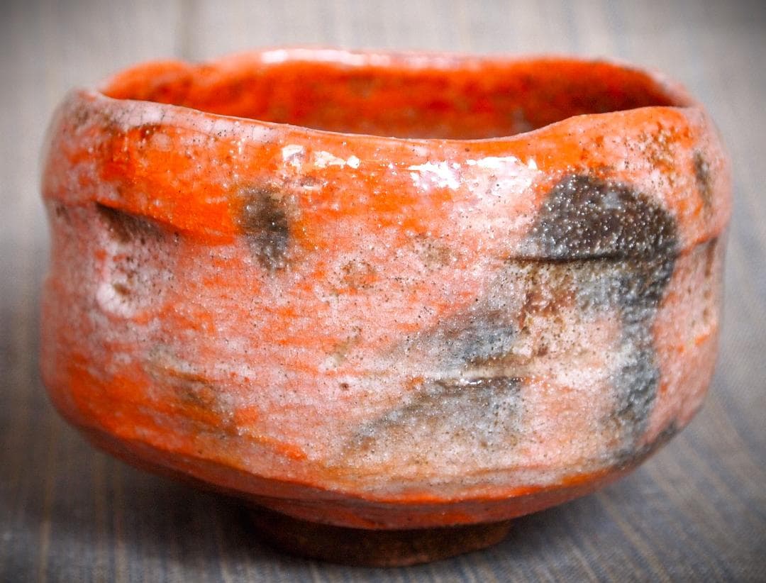 希少作★楽家　九代吉左衞門(了入)★赤楽茶碗★共箱革紐