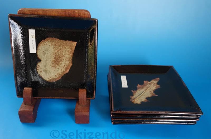 唐津焼　中里太郎右衛門　木の葉文　銘々皿　５枚 中里太郎衛門 ２５４７