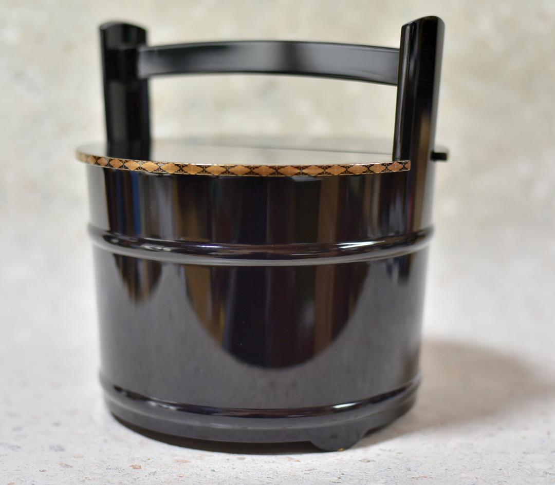 輪島塗　真塗手桶，水指　【極上品】象嵌入り　共箱/お茶道具