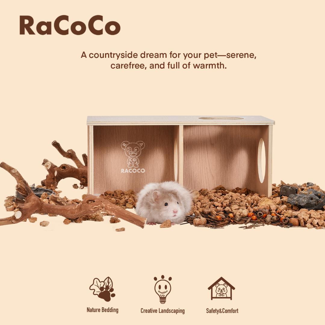 RaCoCo 小動物用木製ハウス 2穴付き