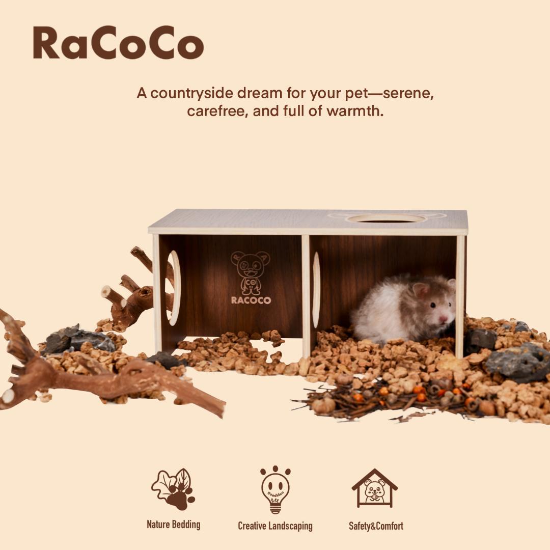 RaCoCo 小動物用木製ハウス 2穴付き