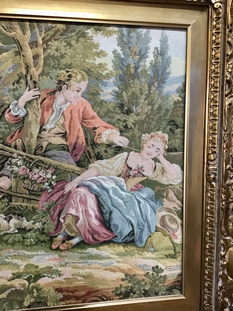 管178☆イタリア製☆ゴブラン織☆額絵☆大型