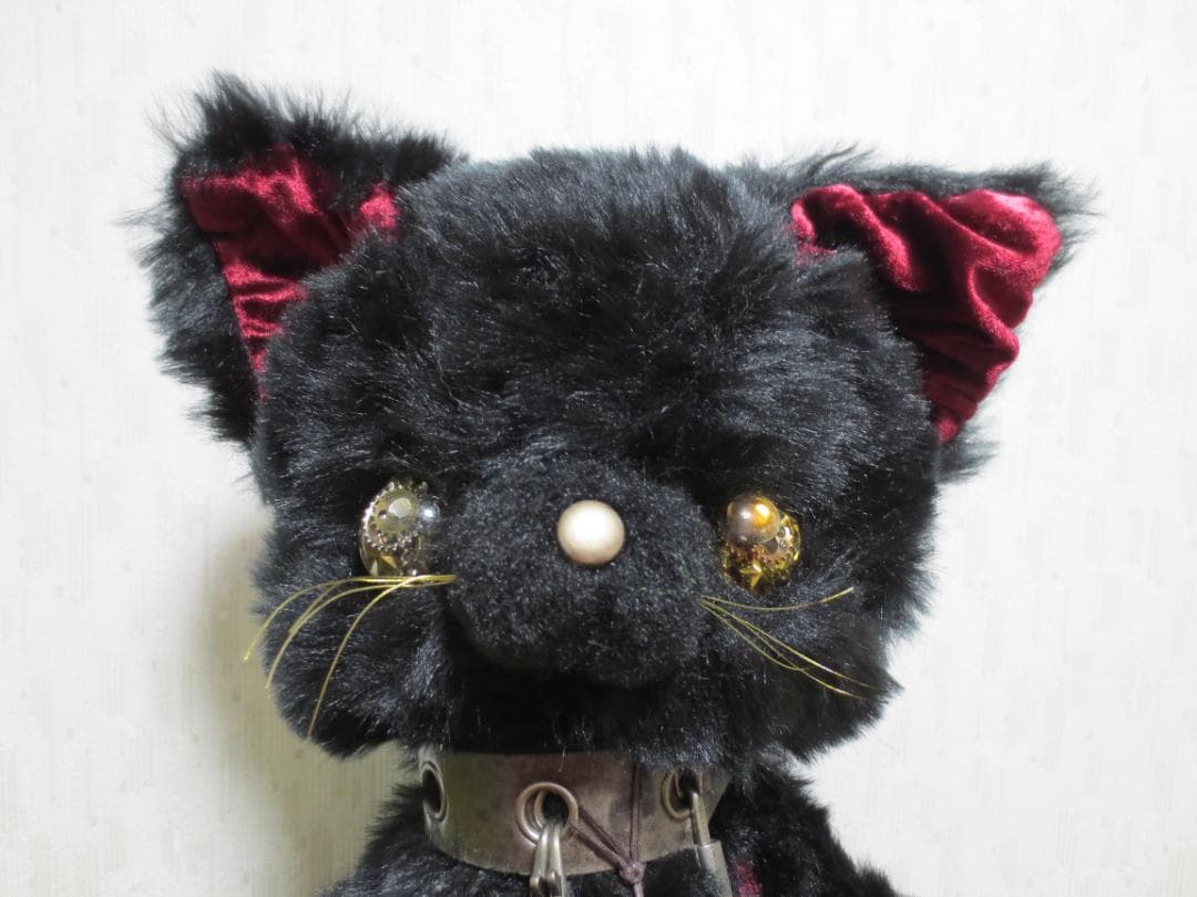 ハンドメイド　スチームパンク黒猫　55㎝　ネコ　猫又ぬいぐるみ　BIG