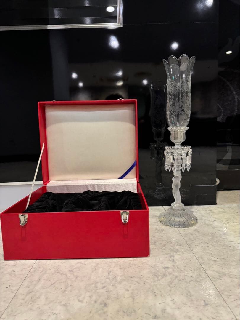 オールド・バカラ アートピース キャンドルフ スタンド メダイオン 特大