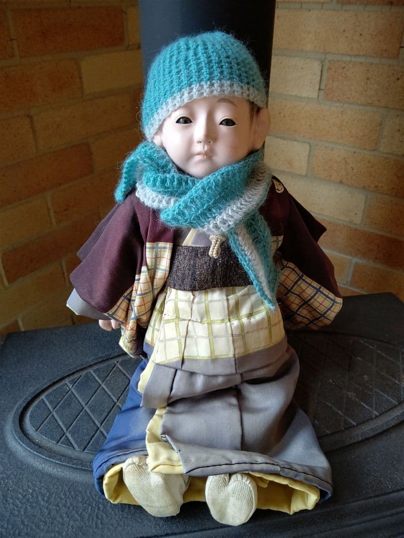 極上 大正時代 逸品　市松人形 男の子 お印 紋付き お手入れ済み