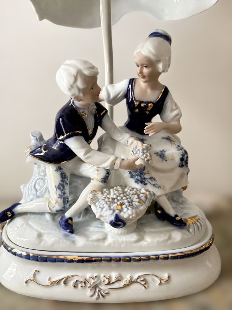 ドマン　電気スタンド　ランプ　陶器　貴婦人　レトロ