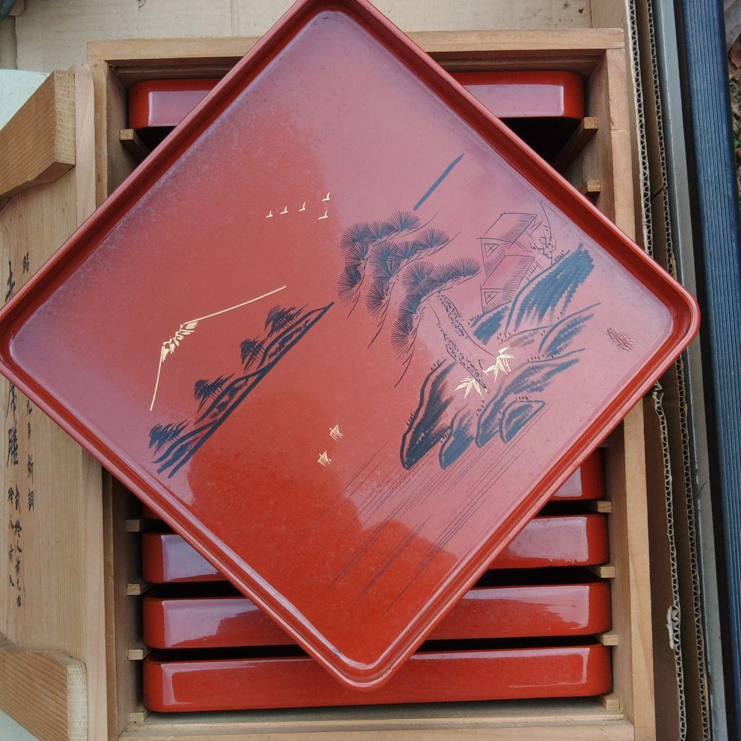 お盆　漆器　組盆　古道具