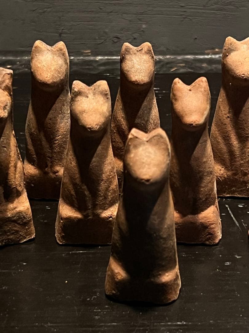 今戸焼　鉄砲狐 8体セット②／ キツネ 焼物オブジェ 宗教美術 folkart