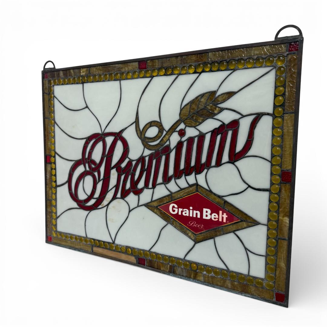 送料込み【希少】【幅67㎝】グレインベルト　特大ステンドグラス 看板 パネル
