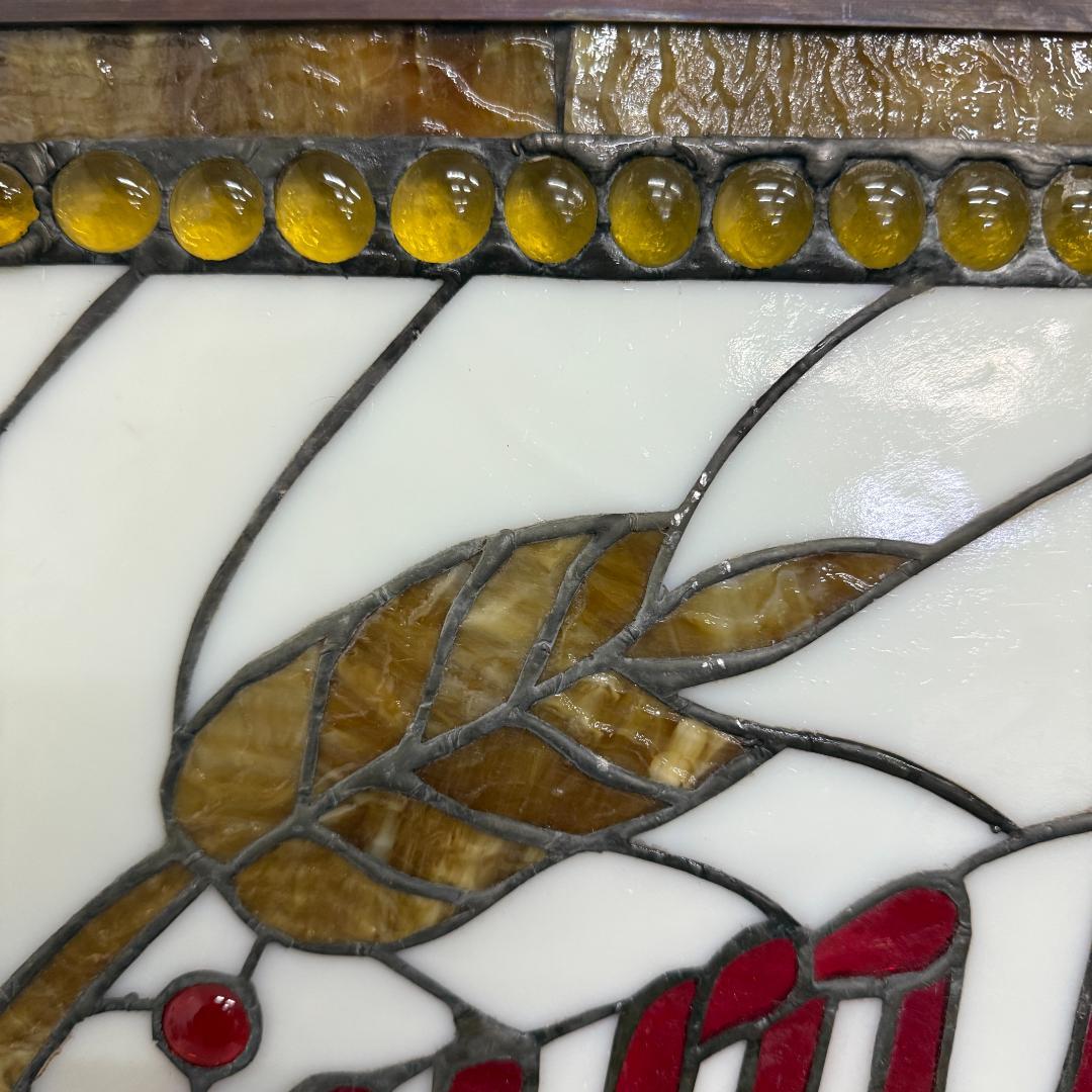 送料込み【希少】【幅67㎝】グレインベルト　特大ステンドグラス 看板 パネル