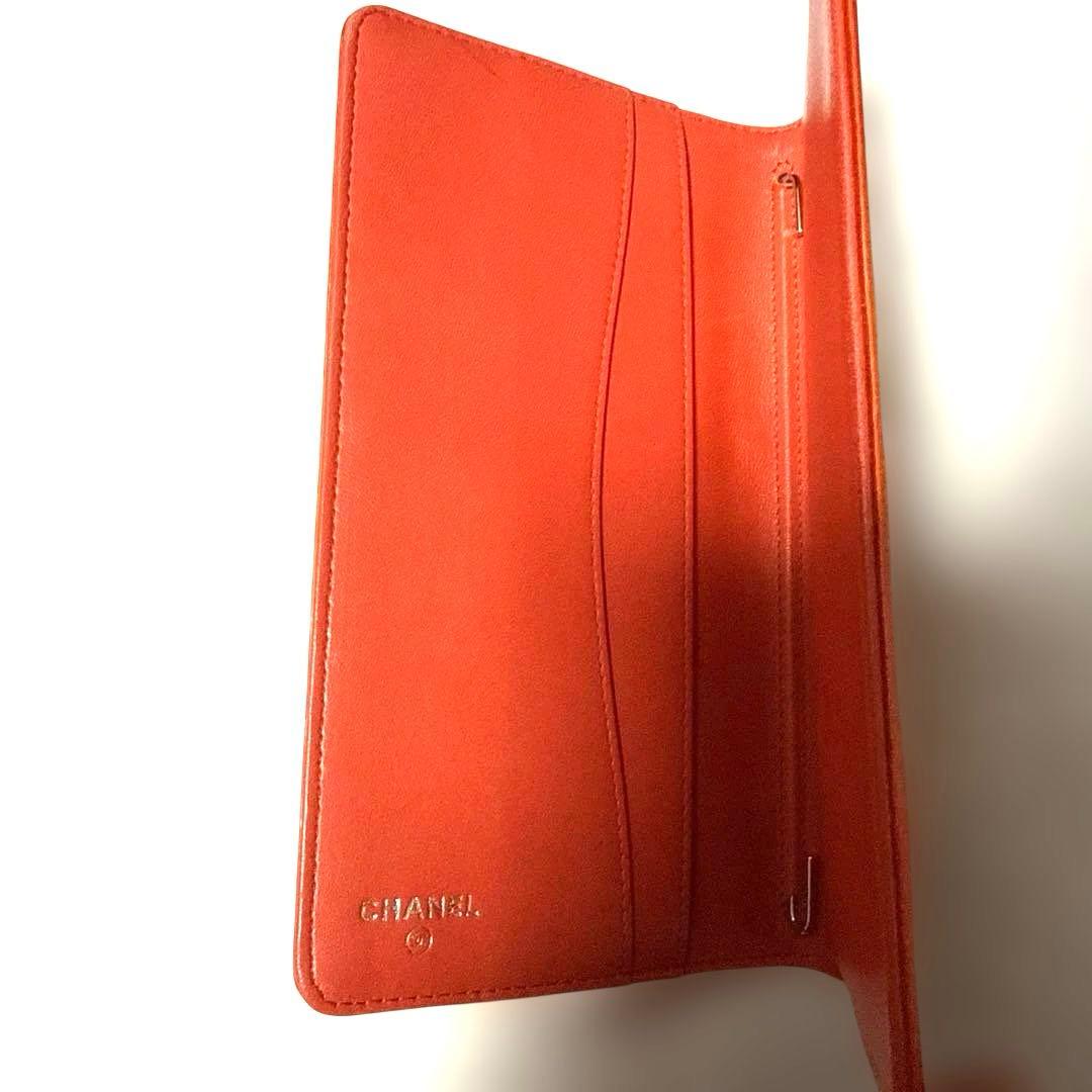 CHANEL エナメル手帳カバー　オレンジ