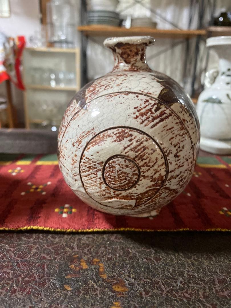 白磁　鉄絵　俵壺 李朝 朝鮮美術 韓国古美術 扁壺 時代物 鶏龍山窯　希少