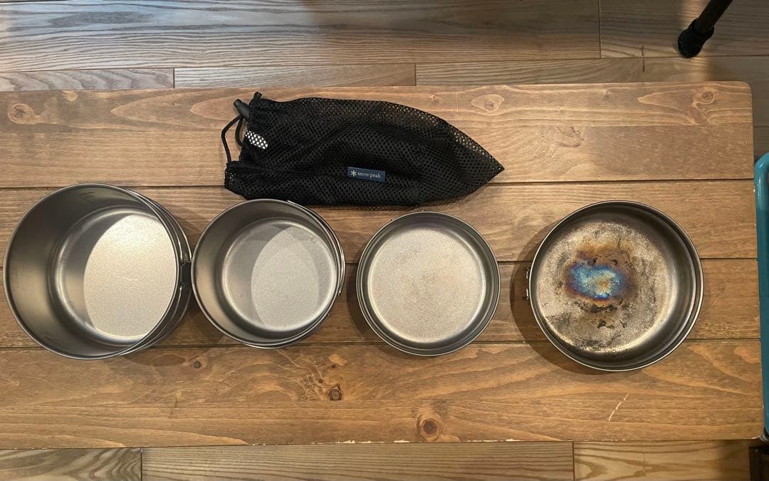 値下げ限定☆peak クッカー4点セット（titanium） 収納袋付き