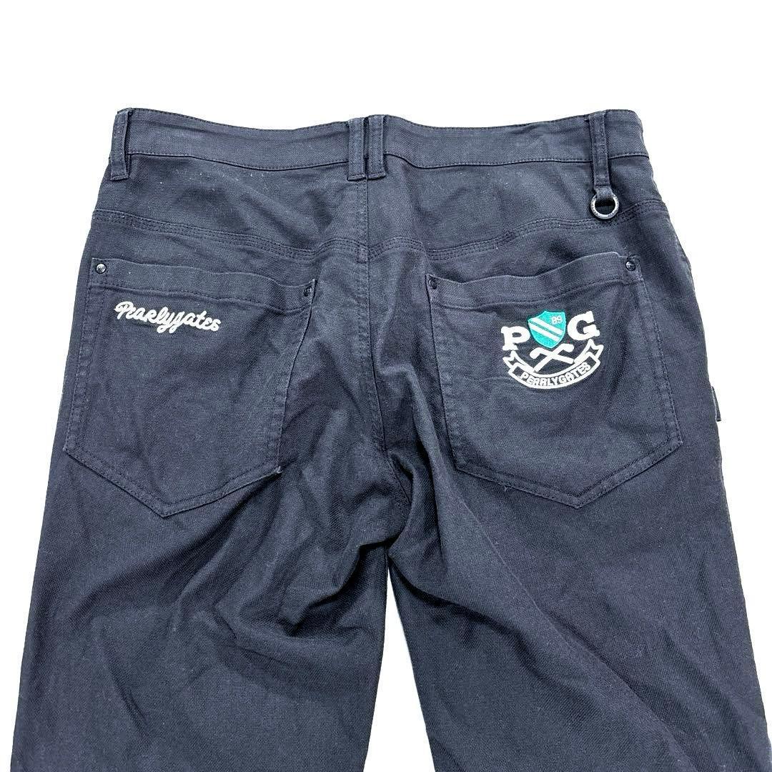 パーリーゲイツ　4/M メンズ　ロングパンツ　ブラック　刺繍ロゴ　バックロゴ