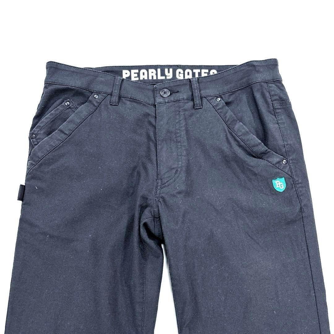 パーリーゲイツ　4/M メンズ　ロングパンツ　ブラック　刺繍ロゴ　バックロゴ