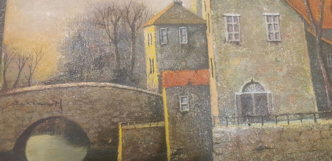 原田彰夫  早春譜 油彩 額装 f10フランス風景