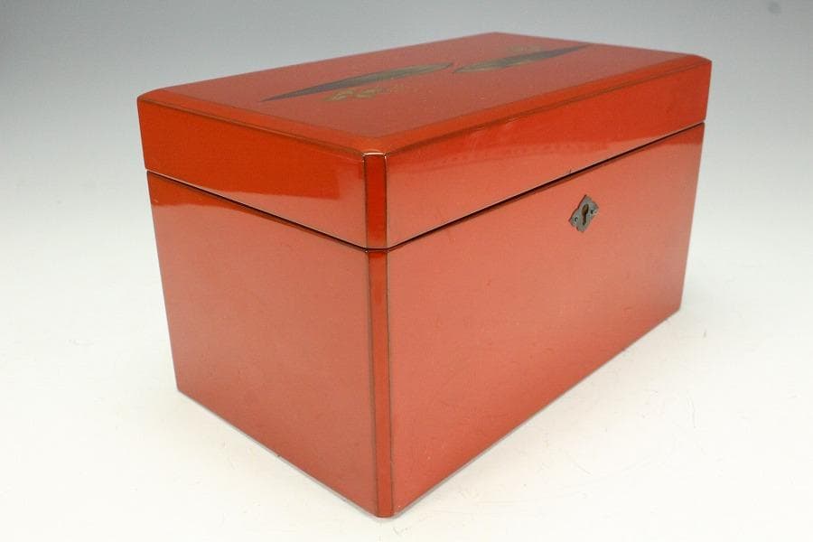 輪島塗 笹蒔絵 朱塗 宝石箱 共箱(K-A417)